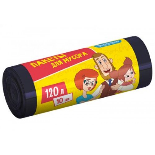 120л AV пакеты для мусора особопрочные Простоквашино ПСД 10шт рулон черные 120л AV пакеты для мусора особопрочные Простоквашино ПСД 10шт рулон черные